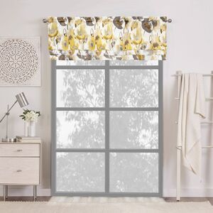 Poppy Field Room Darkening Floral Window Curtains, Rod Pocket Panel, Gray, 50" x
